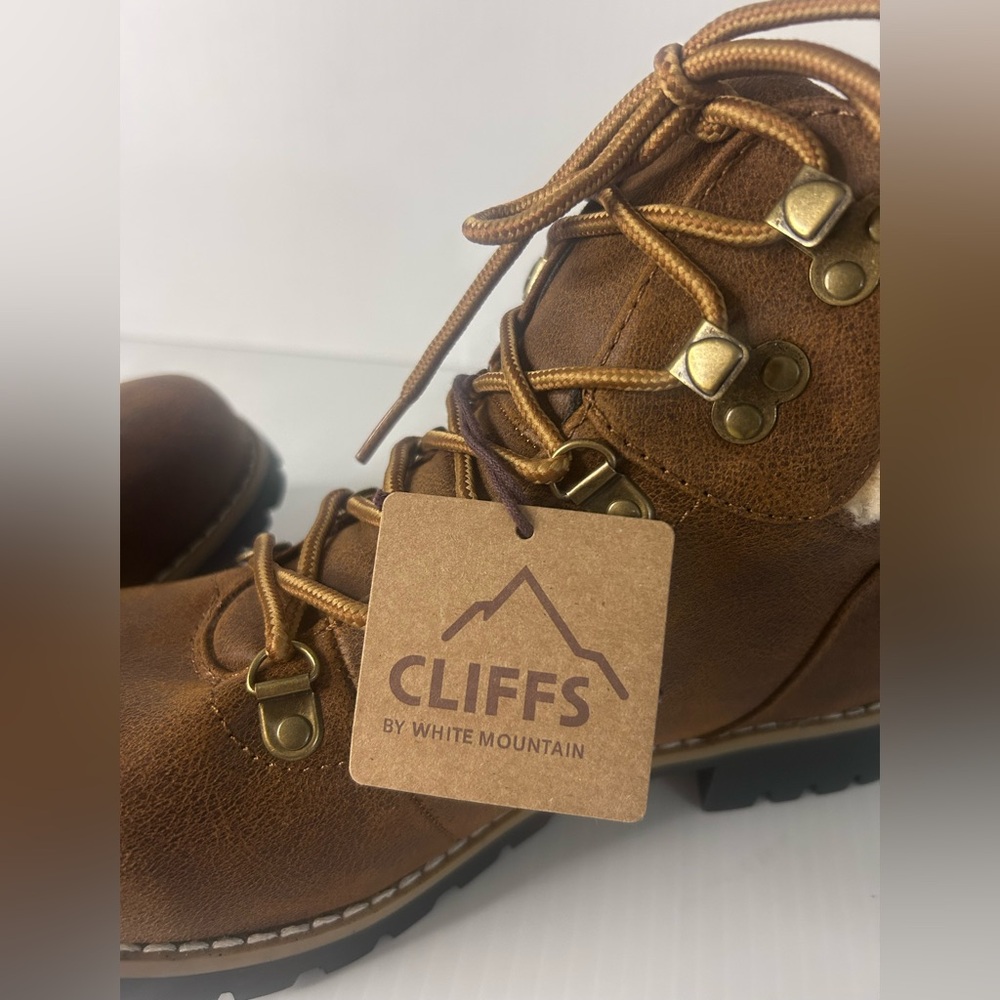 🥾Cliffs by WHITE MOUNTAIN NWT “Pathfield” Tan/Brown Lace-Up Ankle Boots/WIDE 🥾 - Picture 7 of 11